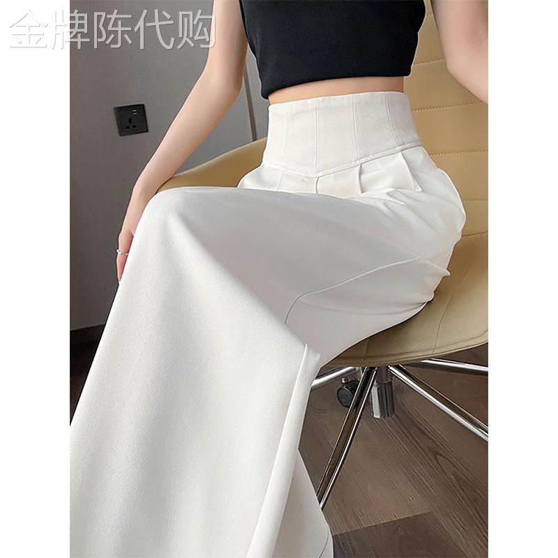 白色阔腿裤女夏季薄款2026新款高腰显瘦垂感直筒宽松西装休闲裤子