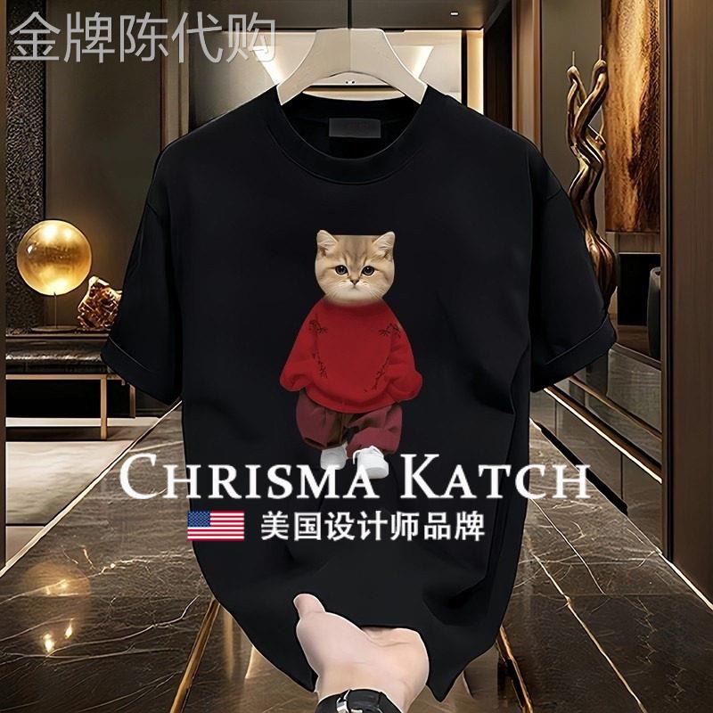 出口美国?Chrisma Katch~宽松纯棉半袖休闲高档男短袖圆领上衣