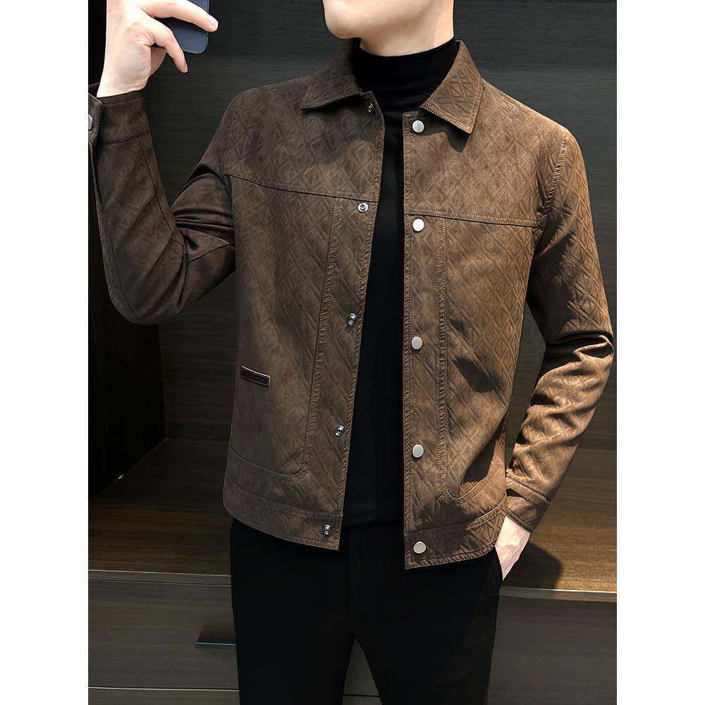 TWG男士皮衣外套麂皮2025新款秋冬季高级感痞帅韩版修身帅气夹克