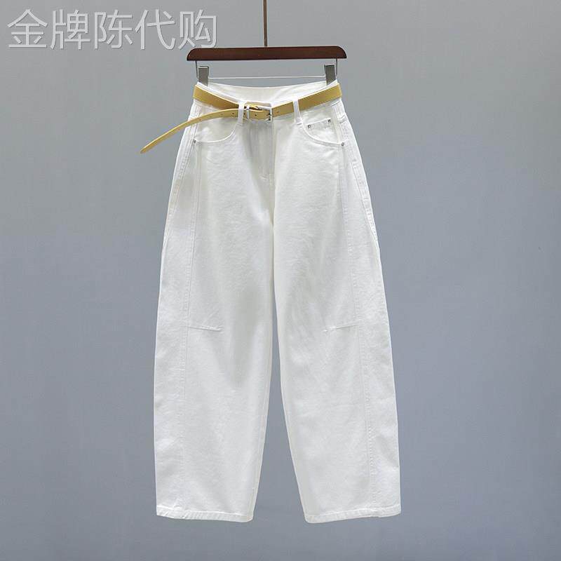 白色弯刀牛仔裤女夏季薄款2026新款高腰显瘦小个子香蕉休闲阔腿裤