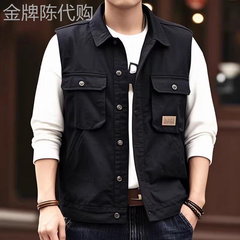 高端美式工装牛仔马甲男士2026年新款春夏季休闲坎肩无袖背心男款