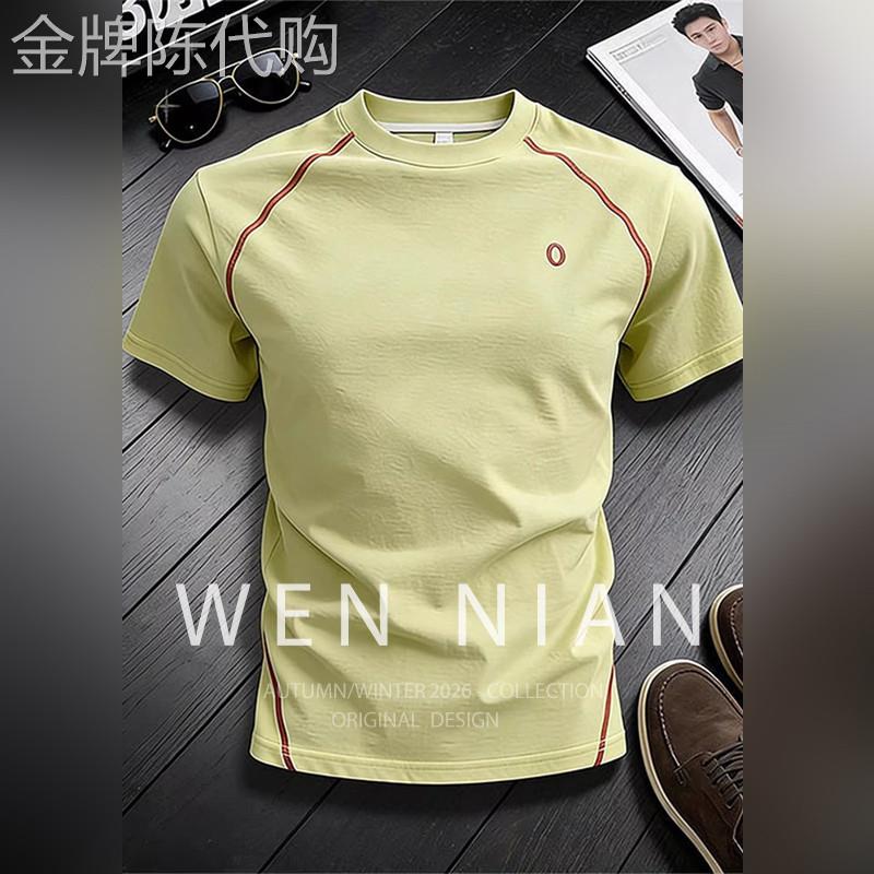 韩国WEN NIAN高级感速干短袖t恤男2026夏季新款薄款户外运动上衣