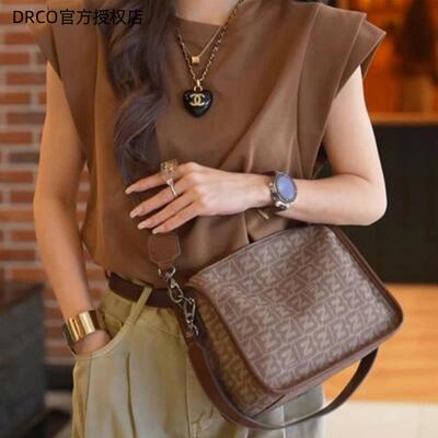 法国DRCO高级感女包时尚斜挎包2024新款百搭宽肩带大气印花单肩包