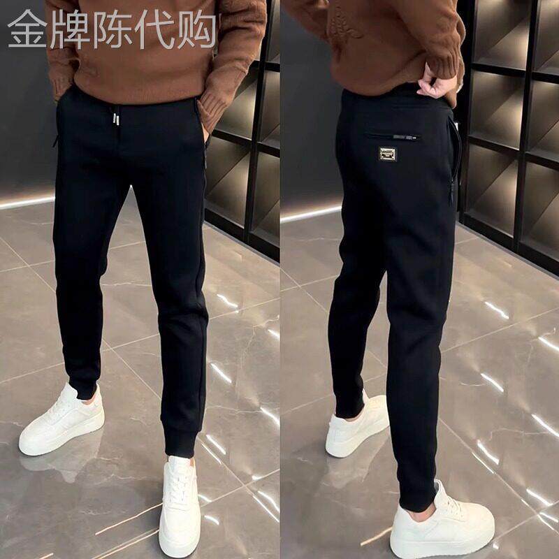 高端欧货运动卫裤男士2025新款春秋冬季修身束脚弹力休闲裤子男款