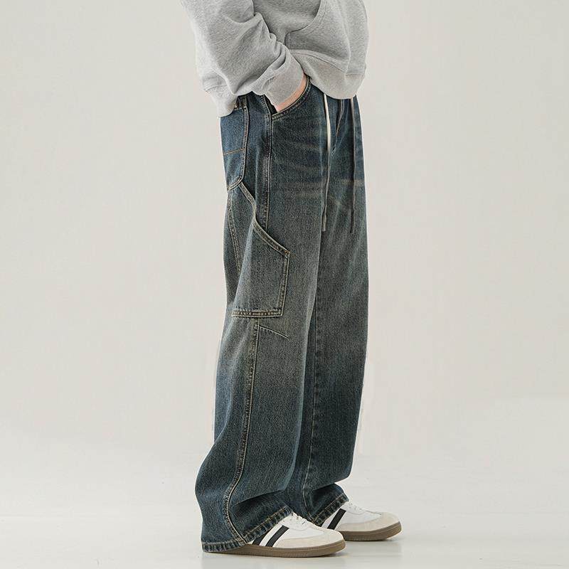 it neith BIAS潮牌美式复古牛仔裤男阔腿直筒痞帅高级感垂感长裤