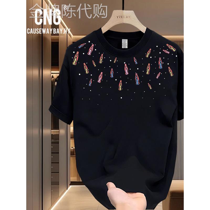 香港时尚品牌流行短袖夏季新款简单印花男女上衣宽松纯棉百搭休闲