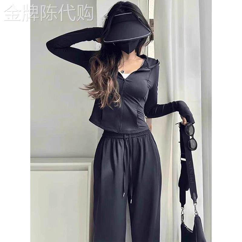 休闲运动冰丝防晒套装女2025新款夏季薄款防晒衣小个子时尚两件套