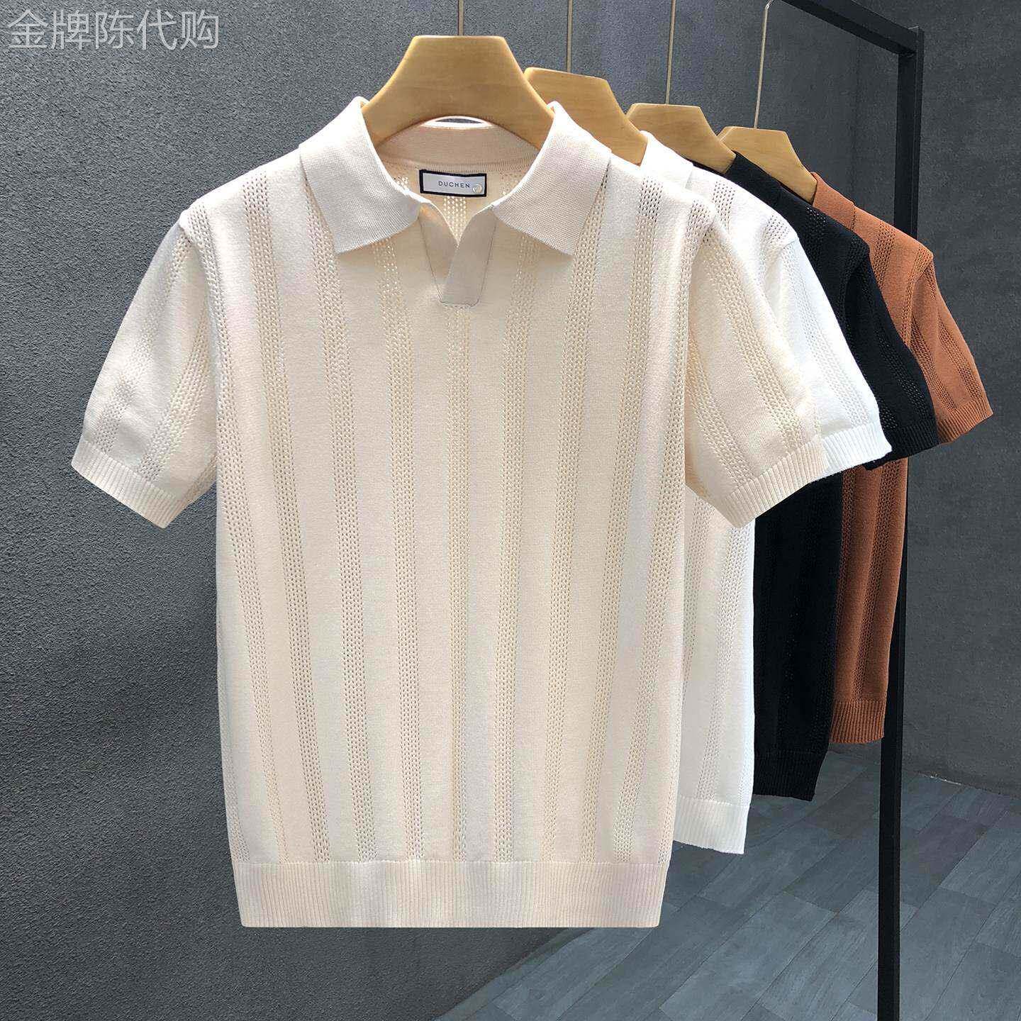 老钱风透气针织polo衫男士夏季2026新款轻奢高级感短袖休闲体恤衫