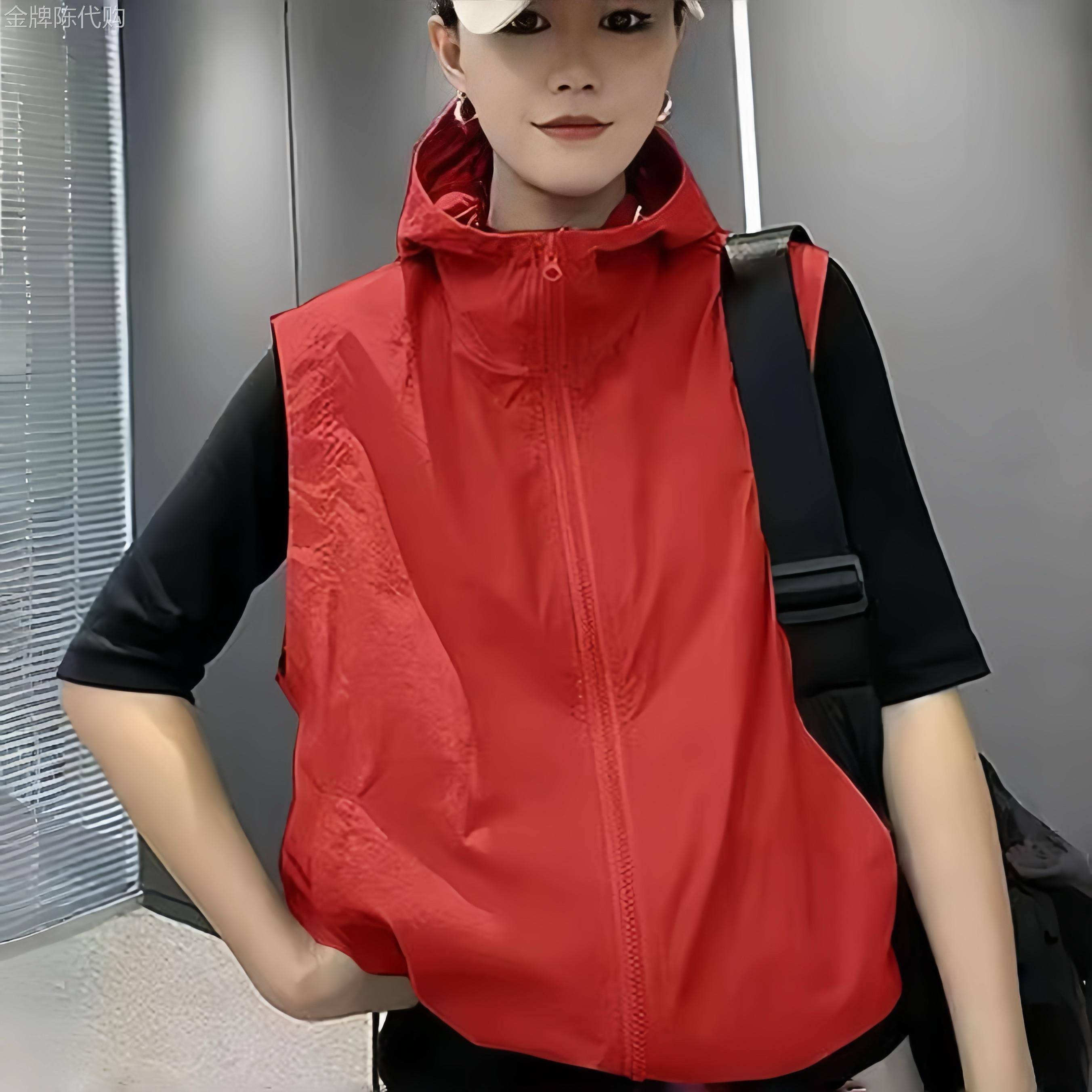 夏季薄款连帽背心外套女新款时尚休闲女士无袖背心防晒马夹上衣薄