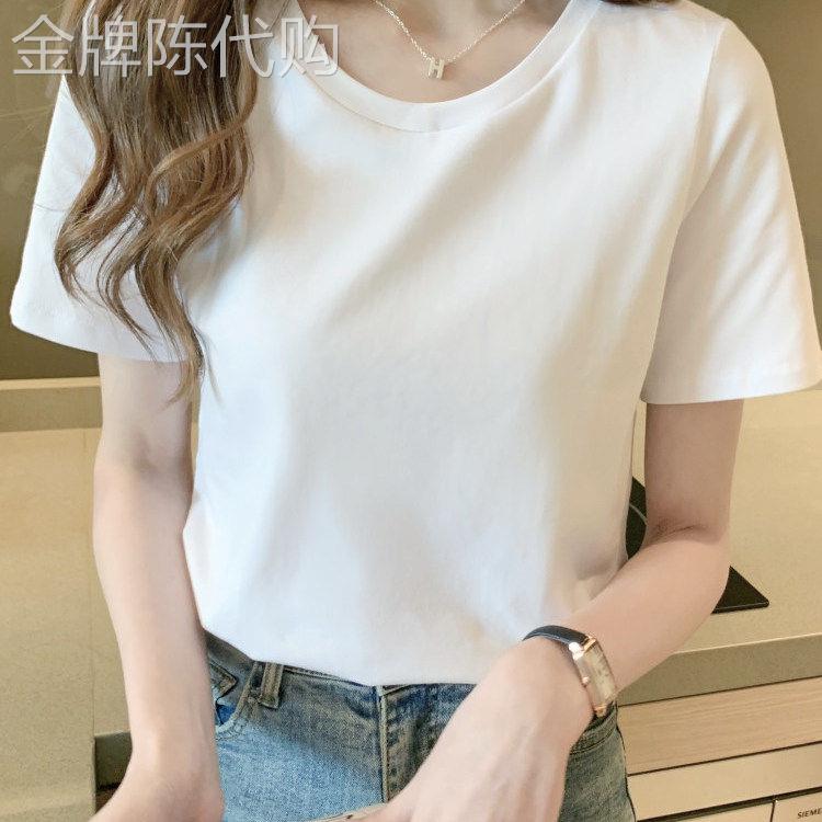 韩国白色T恤女短袖夏季2026新款宽松薄款打底衫内搭纯色显瘦上衣