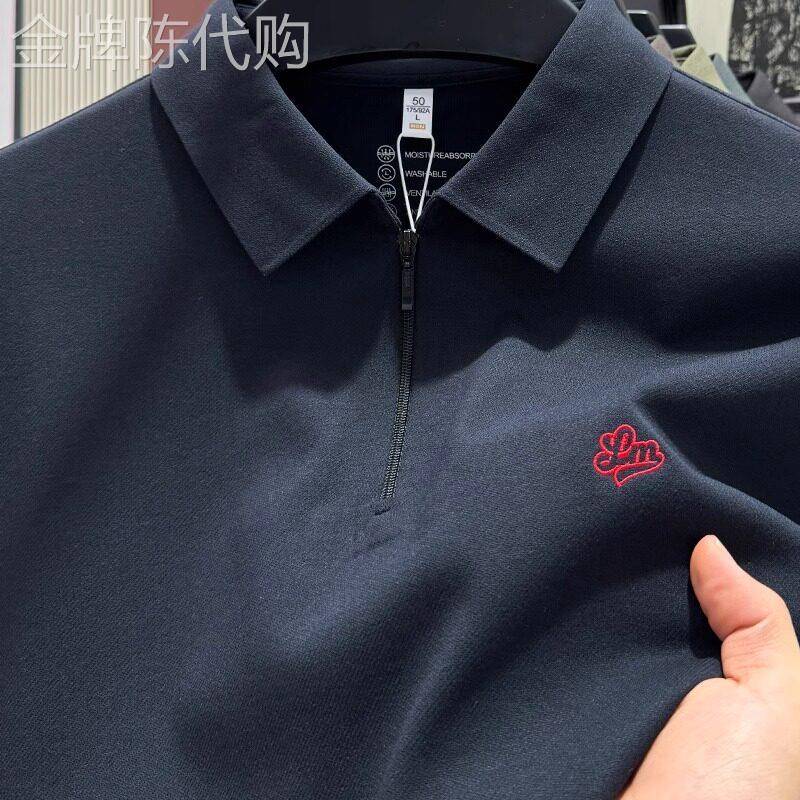 BOZZ BURY~逆天舒适 暖软柔肌!莫代尔长袖t恤男士绣花拉链polo衫
