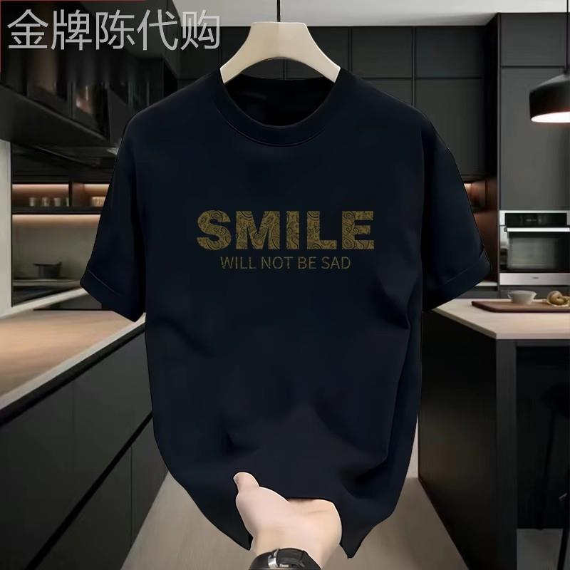 MAROLIO ~重磅纯棉字母T恤美式复古印花男款短袖夏天潮流圆领宽松