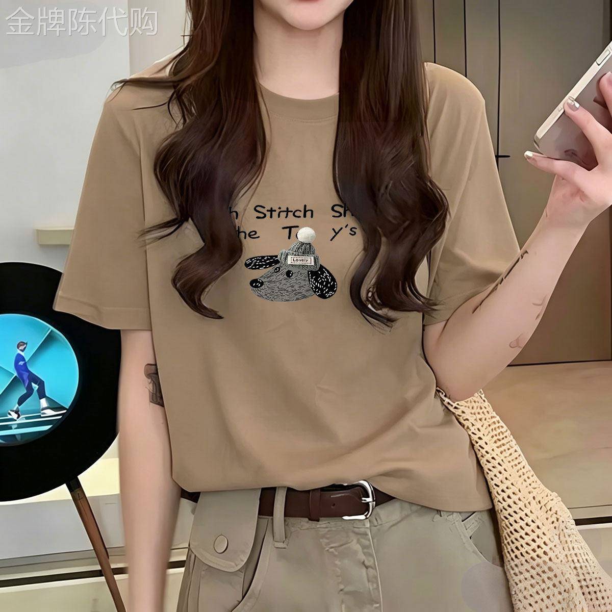夏季正肩圆领短袖T恤女时尚百搭内搭薄款基础款打底衫上衣小众