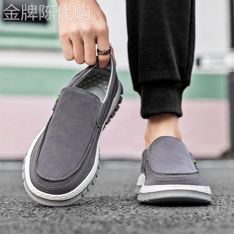 潮牌布鞋男2026新款夏季透气轻便防滑一脚蹬软底休闲北京帆布男鞋