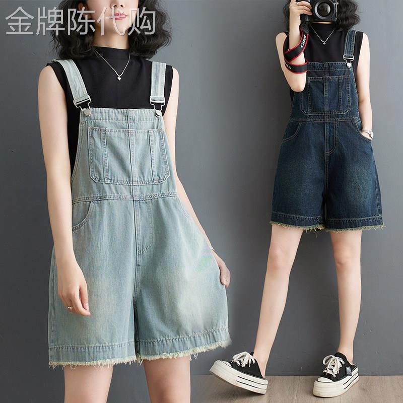 复古牛仔背带短裤女2026夏季新款百搭吊带连体裤时尚女士阔腿短裤