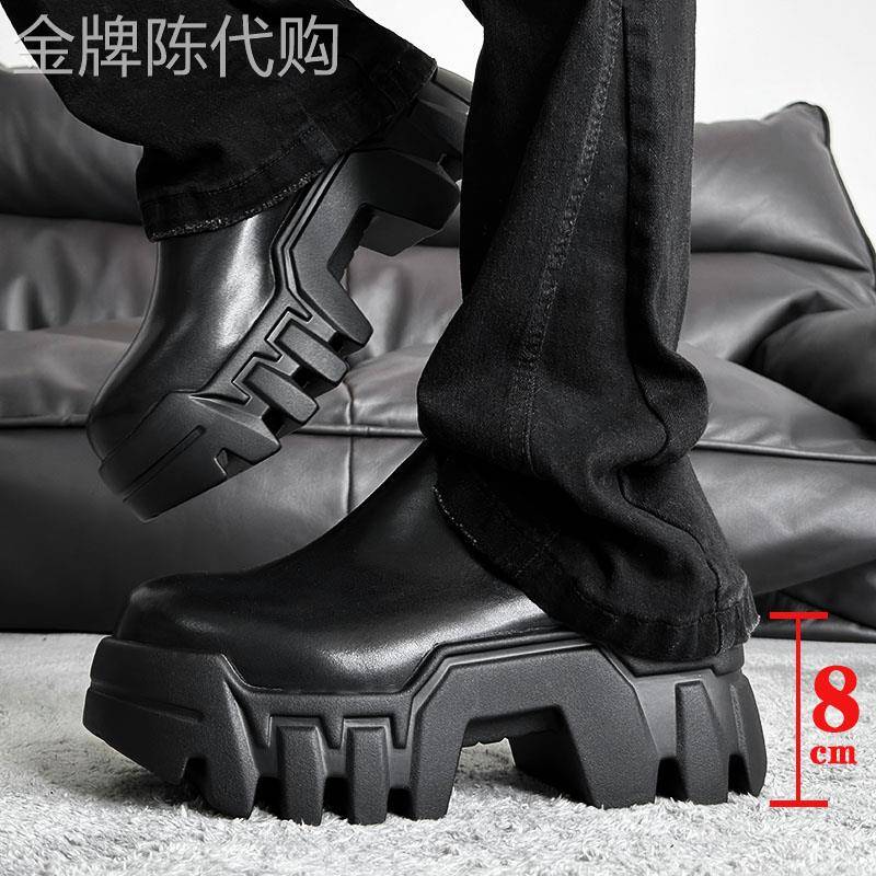【高品质】巴黎齿轮大头德比鞋男款一脚蹬乐福鞋增高松糕厚底皮鞋