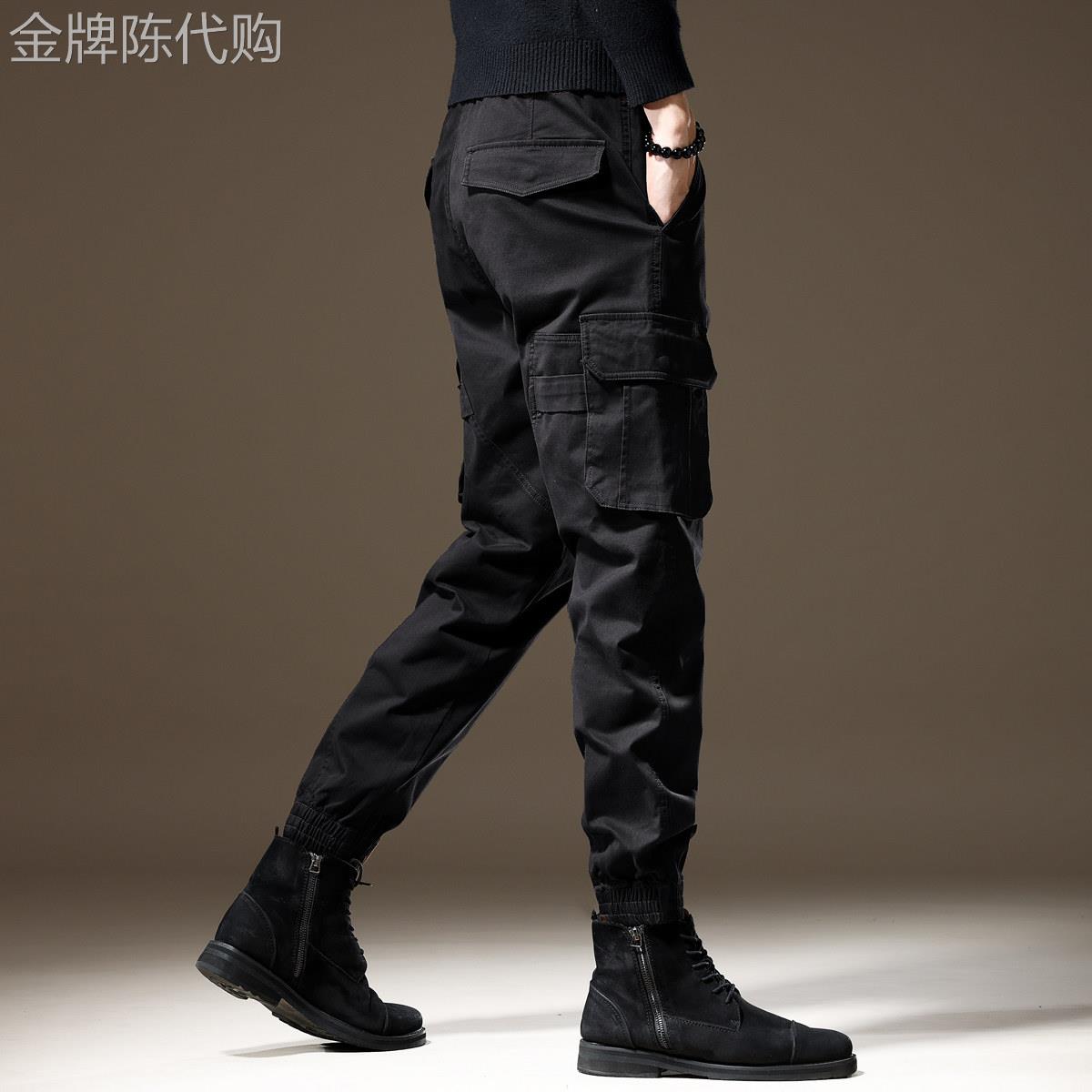 高级感黑色宽松工装裤男秋季新款潮牌束脚美式户外耐磨休闲长裤子