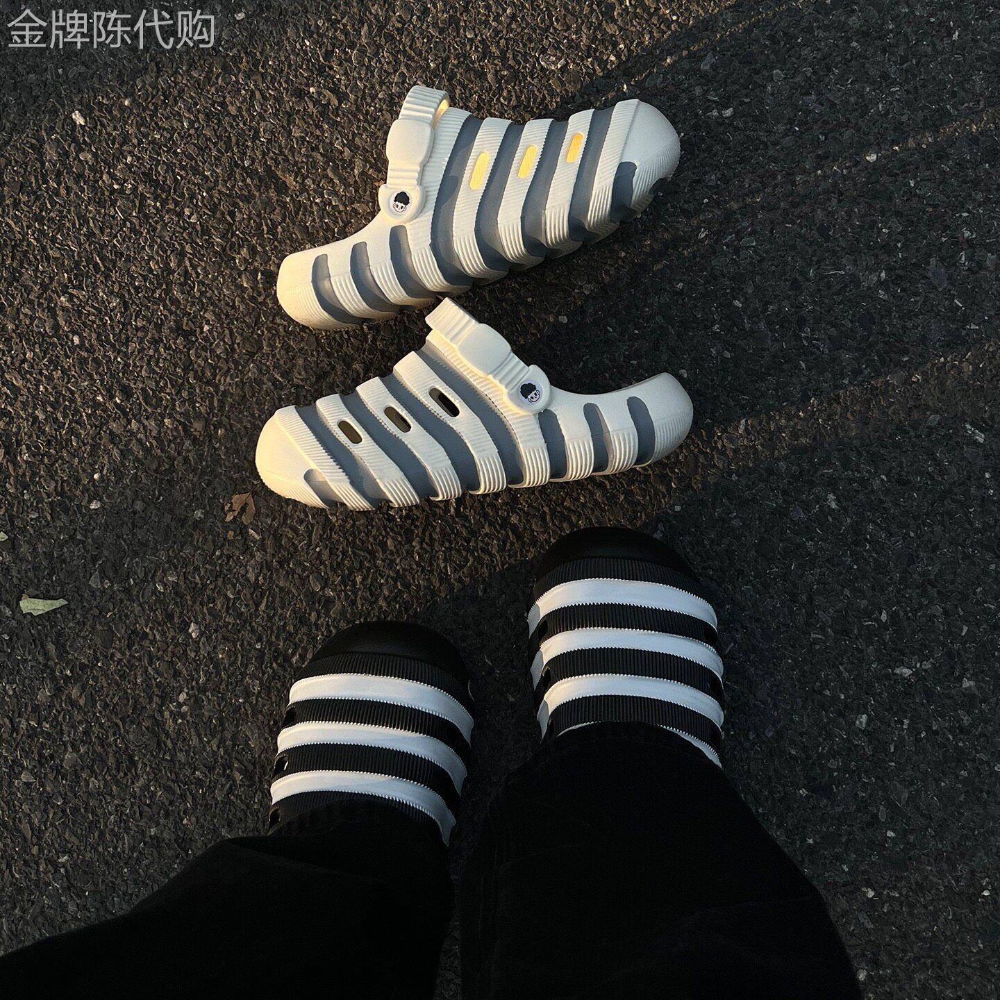 潮牌洞洞鞋男款包头凉鞋透气情侣 夏季新款厚底拖鞋外穿女半拖潮