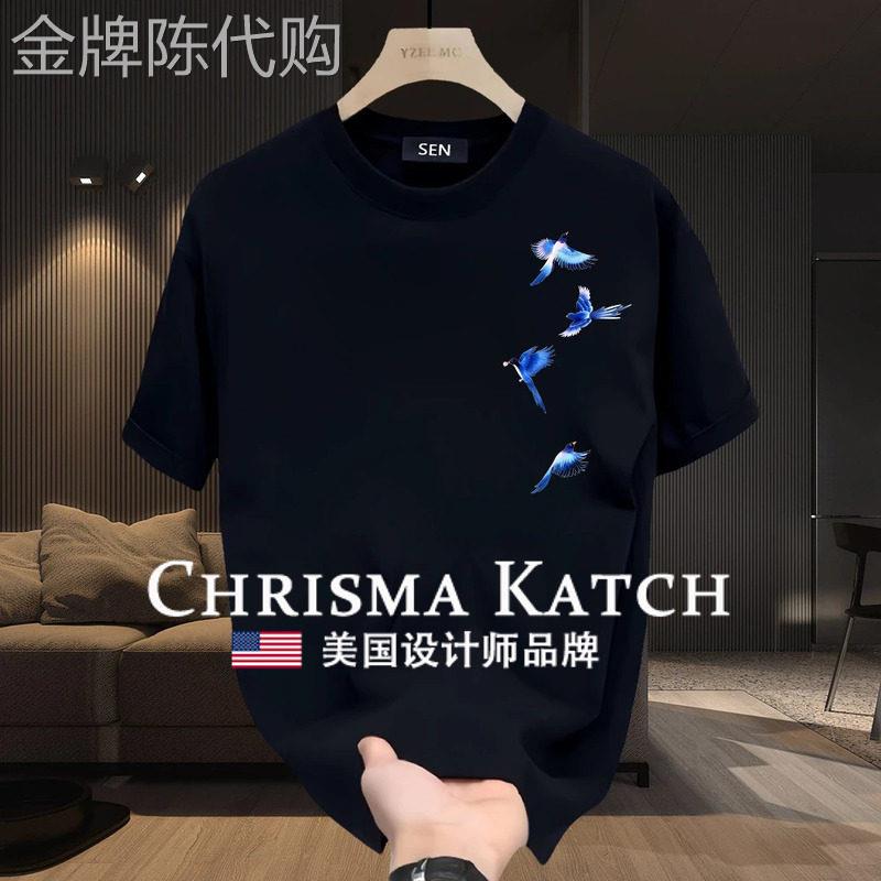出口美国Chrisma Katch~全棉短袖T恤男宽松潮流痞帅半袖上衣