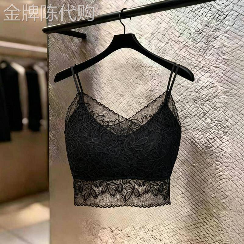 性感风黑色蕾丝吊带背心女2026夏季新款欧货带胸垫美背一体内衣潮