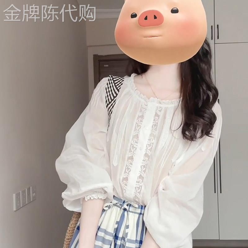 法式白色蕾丝长袖衬衫女2026夏季新款设计感小众今年流行漂亮上衣