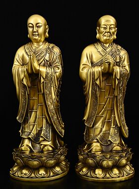 佛祖弟子阿难迦叶尊者铜佛像摆件