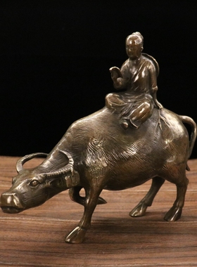 牧牛骑牛童子摆件仿古铜工艺品