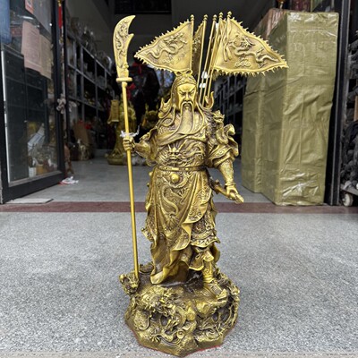 铜九龙关公铜像摆件招财门厅大号