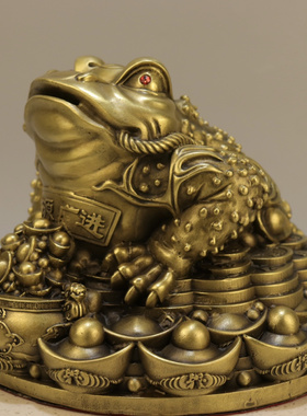 门厅铜招财元宝聚宝盆金蟾摆件