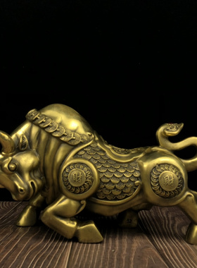 黄铜招财金钱发财牛生肖铜牛摆件