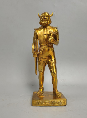 黄铜仿古诊所尝百草神农药王摆件