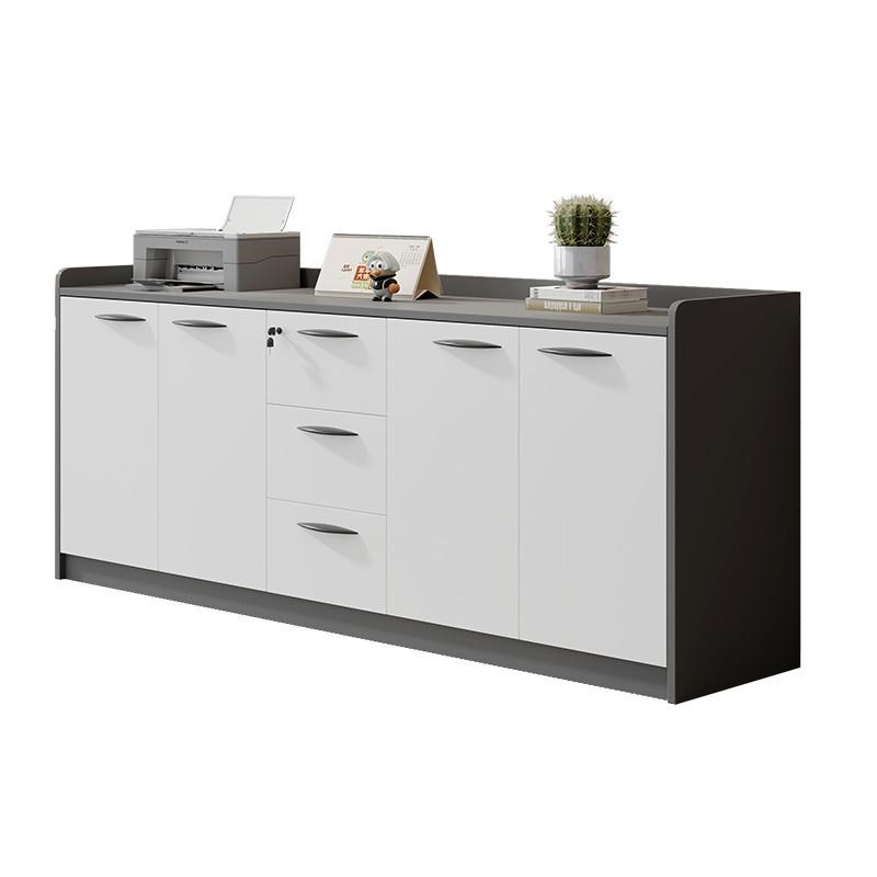 办公室茶水柜木质储物柜文件柜带B锁隔断资料收纳落地柜办公柜矮