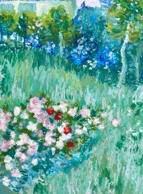 【纯手绘油画棒画】梵高花园风景铝合金框客厅Q卧室艺术装饰画挂