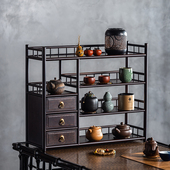 茶具架子置物架桌面中式 博古架小型紫砂壶摆放展示架功夫茶杯收纳