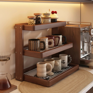 日本进口实木杯架餐边柜水杯茶杯咖啡角水吧台布置杯子收纳置物架