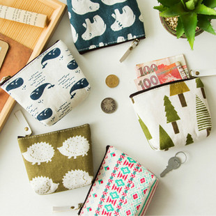 零钱包简约韩国森林风帆布艺拉链小钱包创意迷你硬币包女学生钱包