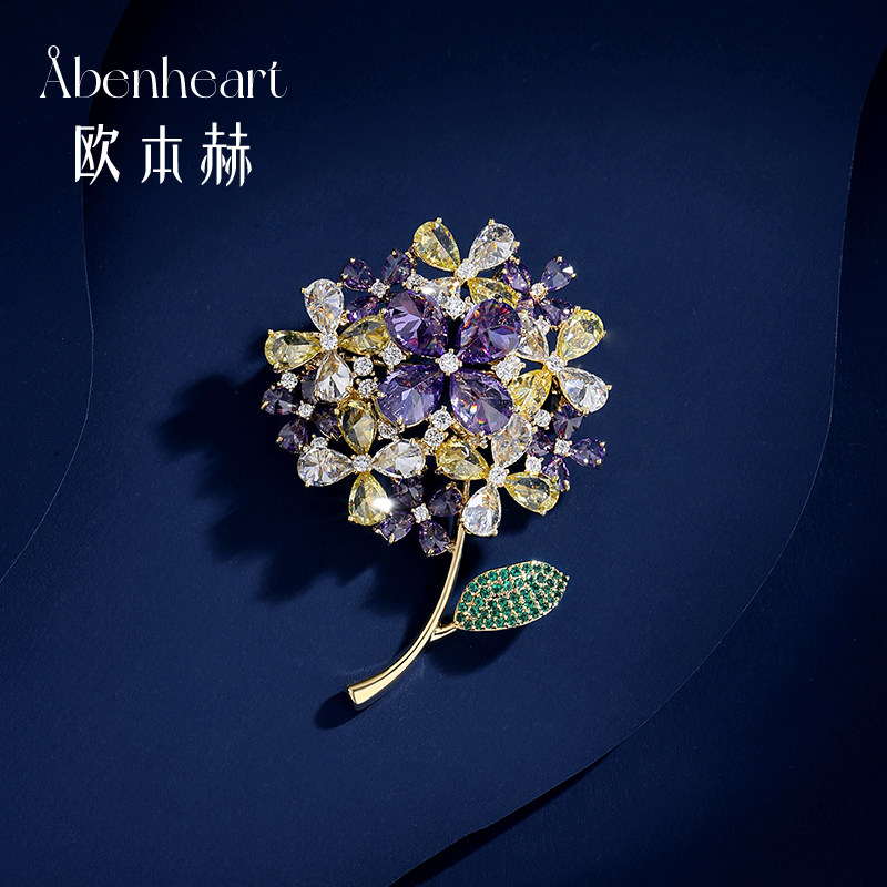 Abenheart 丹麦绣华清欢胸针轻奢高档西装衬衫别针设计感胸花配饰
