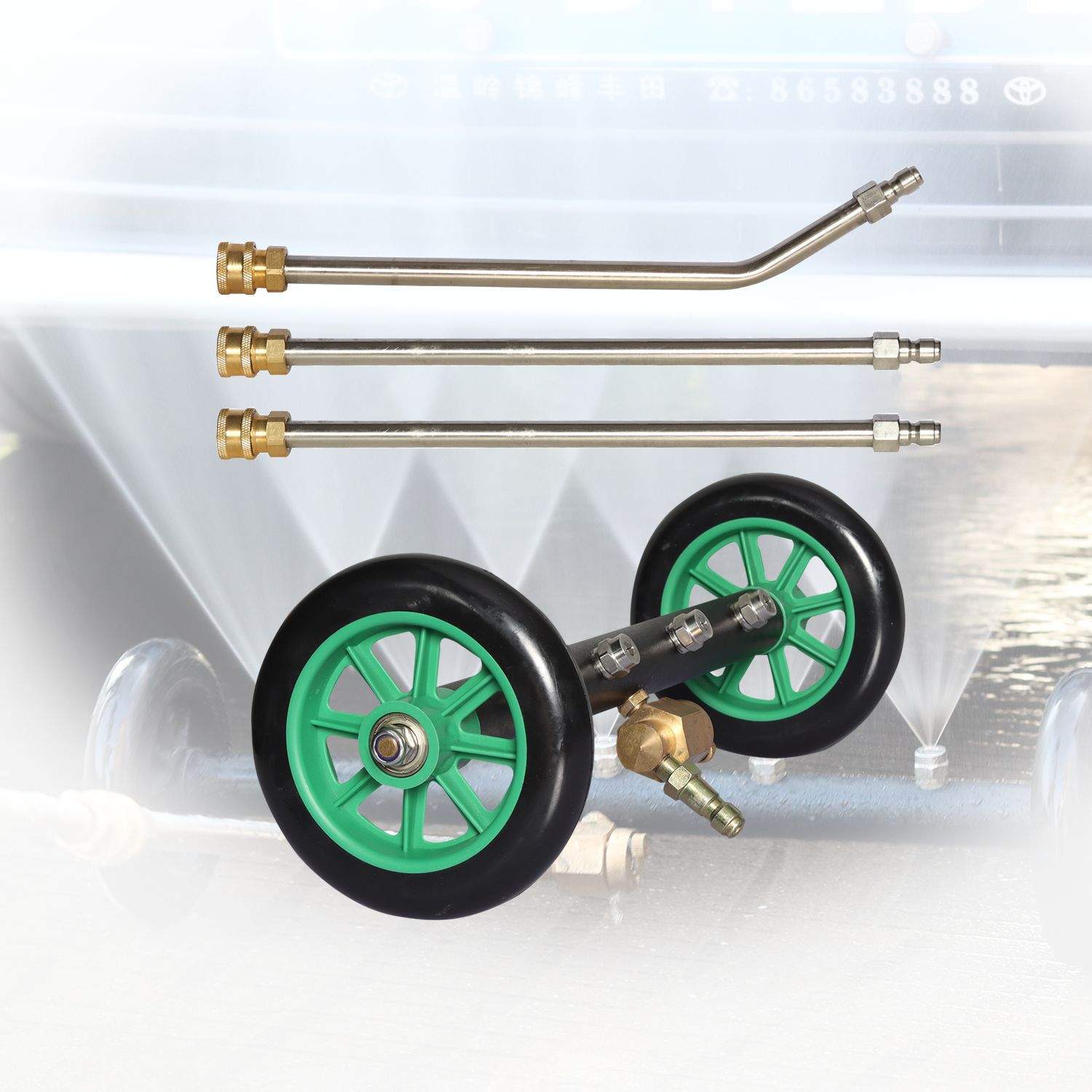 汽车底盘清洗器可调节两用清洗喷头4000psi高压喷头路面洗地刷