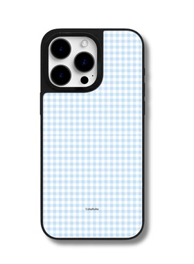 EshuRohe海盐格子纹韩系浅蓝色ins苹果iPhone16max高级感17air小众15pro新款磨砂14plus防摔小米17手机壳13