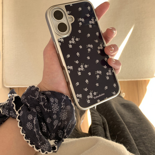 EshuRohe韩系ins风简约灰蓝碎花苹果iPhone17手机壳16promax小众原创高级感15plus14新款13银框亮面新款磁吸