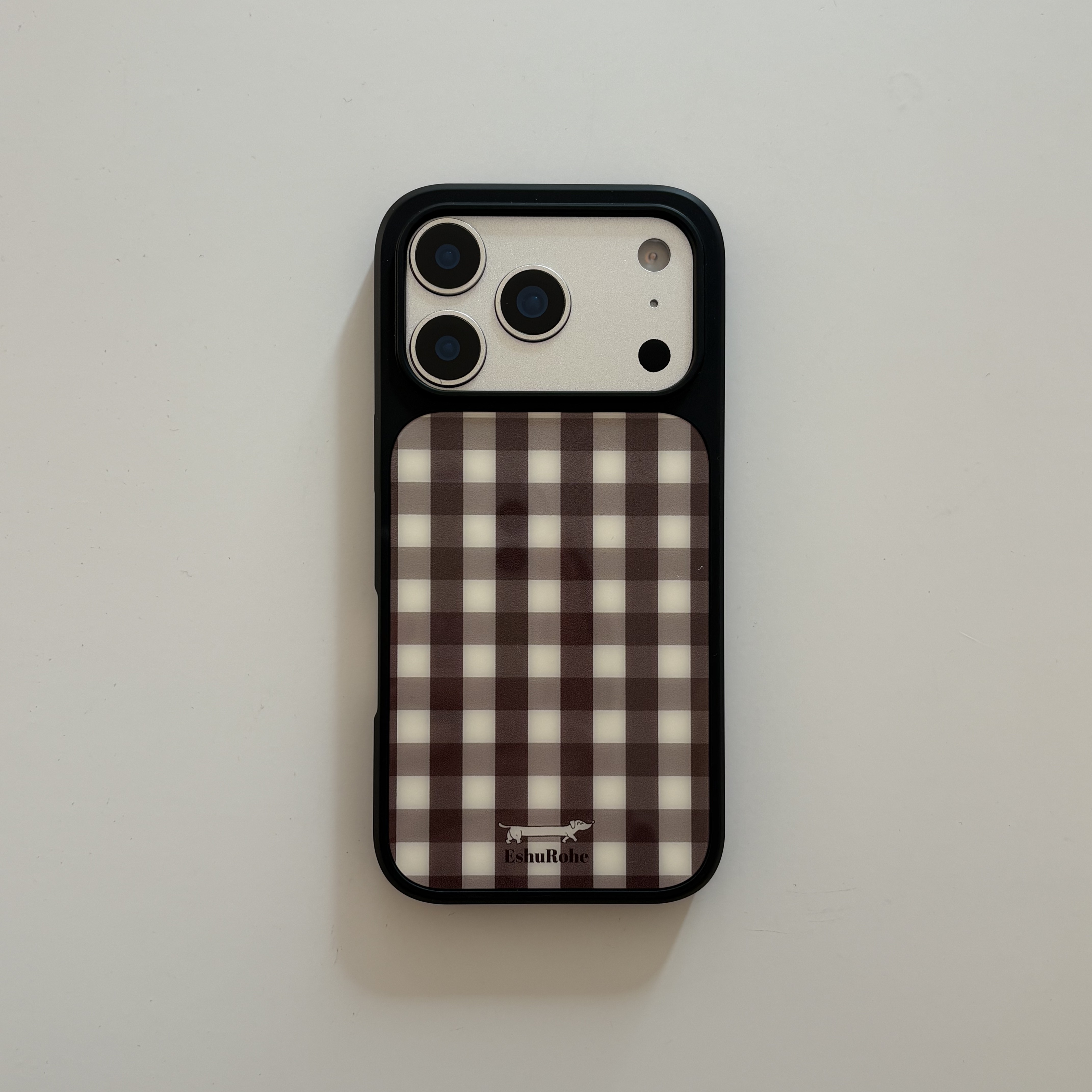 EshuRohe韩系ins风简约格子苹果iPhone17手机壳16promax小众原创高级感15plus14秋冬新款13银框亮面新款磁吸