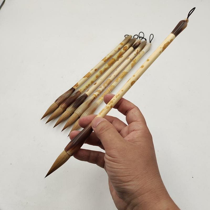 纯狼毛笔牛九天珠玉法角外斗内上下一口料纯辽尾毛笔书创毫作毛笔