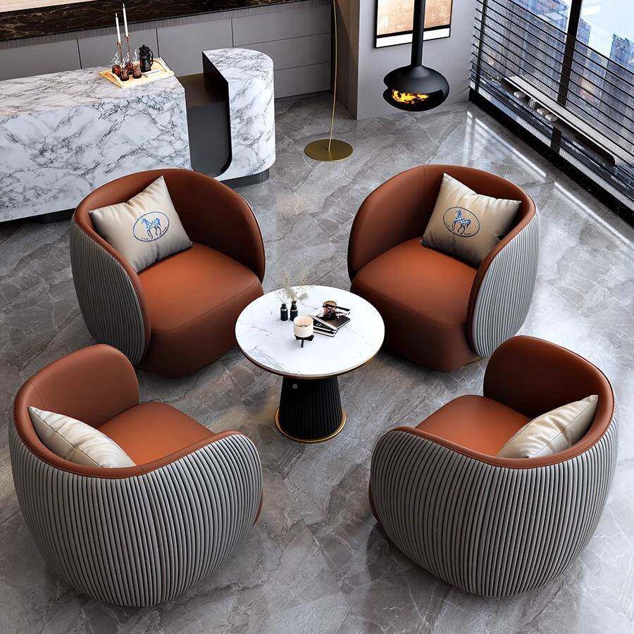 无品牌/办公室待人沙发桌椅茶单接轻奢工作室酒店大几堂商务休息