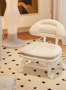 万向云朵小18436凳子滑轮小矮凳落轮地纳件收家用儿童凳靠背摆椅