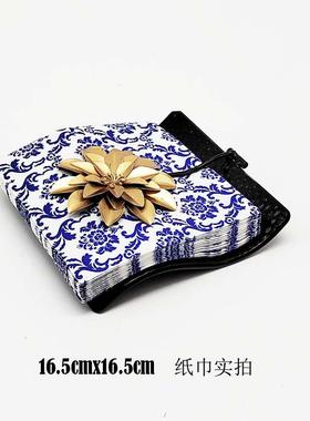 厨房意FEC正方形餐大丽纸巾盒纸压台创厅桌面收纳纸架创花意家居