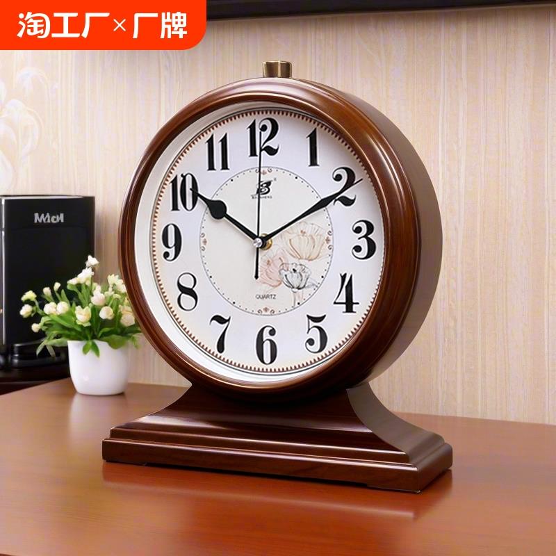 A12摆钟客厅家用石英台式座钟复古桌面钟表坐钟时间摆放式时钟摆