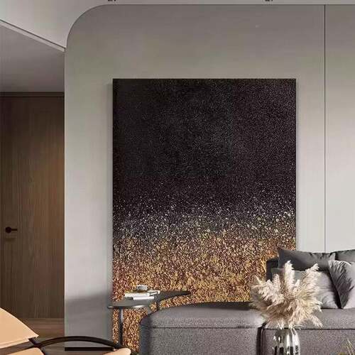 纯手绘DTO油轻象奢客厅气大装饰画抽立体肌理玄关入画户挂画酒店
