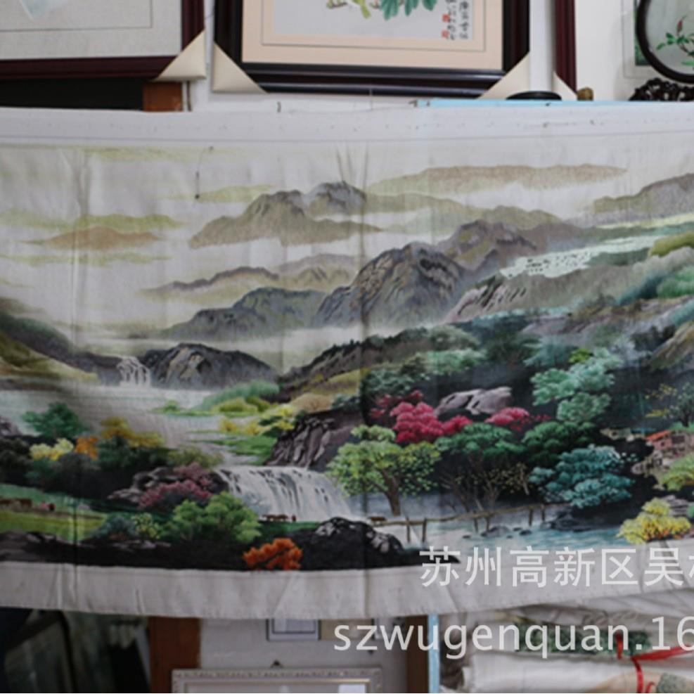 苏绣客绣片单面绣办708公室装饰画州手工刺绣厅风景苏画