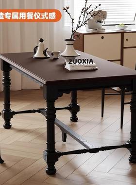 DNZ中古饭桌复古美乡村餐黑色长桌实木桌南洋式长方形风别式法墅