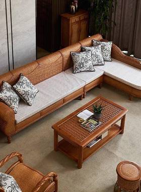 藤发客厅组合藤椅RXZ发五件套藤竹沙发实木沙发藤沙发藤编木沙家